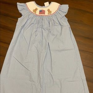 Stitchy Fish size 8 patriotic smocked dress